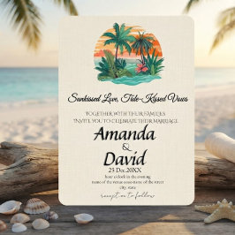 Invitación de boda elegante en la playa junto al m