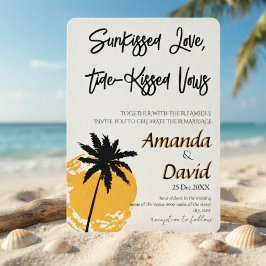 Invitación de boda elegante en la playa junto al m