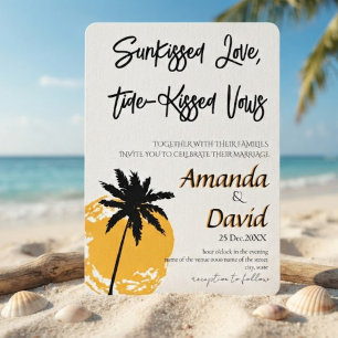 Invitación de boda elegante en la playa junto al m