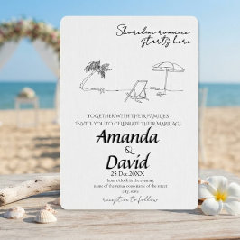 Invitación de boda elegante en la playa junto al m