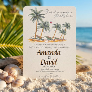 Invitación de boda elegante en la playa junto al m