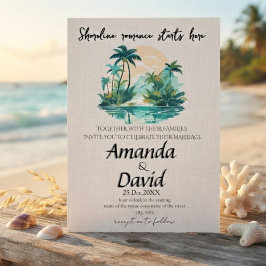 Invitación de boda elegante en la playa junto al m