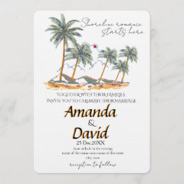 Invitación de boda elegante en la playa junto al m