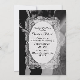 Invitación de boda elegante en negro y blanco