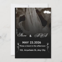 Invitación de boda elegante en negro y blanco
