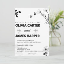 Invitación de boda elegante en negro y blanco