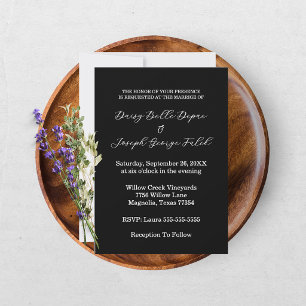 Invitación de boda elegante en negro y blanco