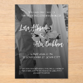 Invitación de boda elegante en negro y blanco