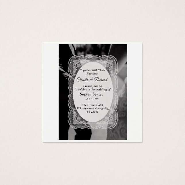 Invitación de boda elegante en negro y blanco (Anverso)