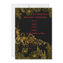 Invitación de boda elegante en negro y dorado | Lu