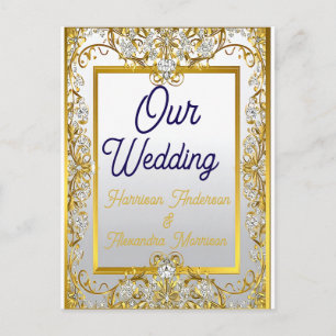 Invitación de boda elegante en oro y plata