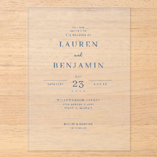 Invitación de boda elegante en serif blanco