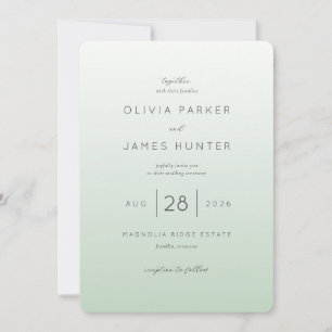 Invitación de boda elegante en verde pastel