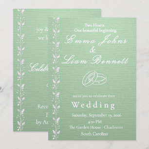 Invitación de boda elegante en verde pistacho