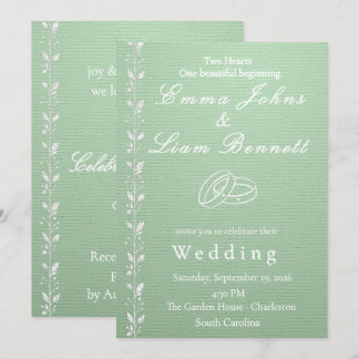 Invitación de boda elegante en verde pistacho