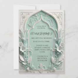Invitación de boda elegante en verde salvia