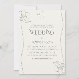 Invitación de boda elegante en verde salvia