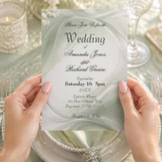 Invitación de boda elegante en verde salvia