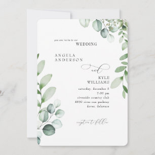 Invitación de boda elegante Eucalyptus sin padres