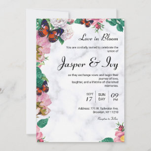 Invitación de Boda Elegante Felicidad Floral