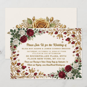 Invitación de boda elegante flor de rosa de Nueva 