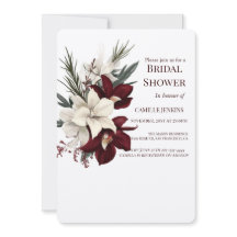 Invitación de boda elegante floral borgoña para du