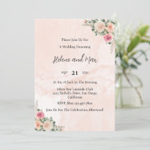 Invitación de boda elegante floral crema rosa