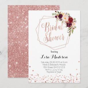 Invitación de boda elegante floral geométrica