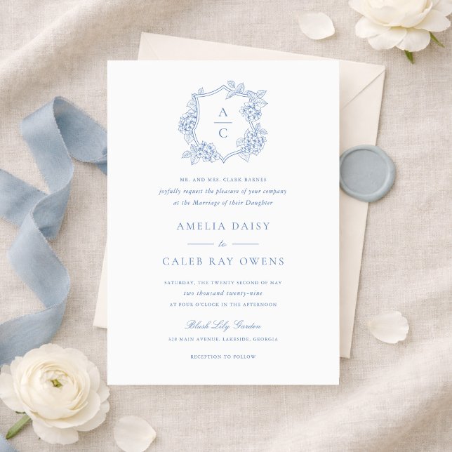 Invitación de boda elegante floral Hydrangea Crest (Subido por el creador)