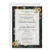 Invitación de boda elegante floral oscura de lujo