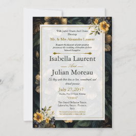 Invitación de boda elegante floral oscura de lujo