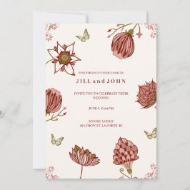 Invitación de boda elegante floral rosa pálido
