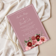 Invitación de boda elegante floral rosa polvorient