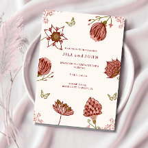 Invitación de boda elegante floral rosa rubor
