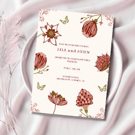 Invitación de boda elegante floral rosa rubor