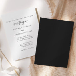 Invitación de boda elegante formal en negro y blan