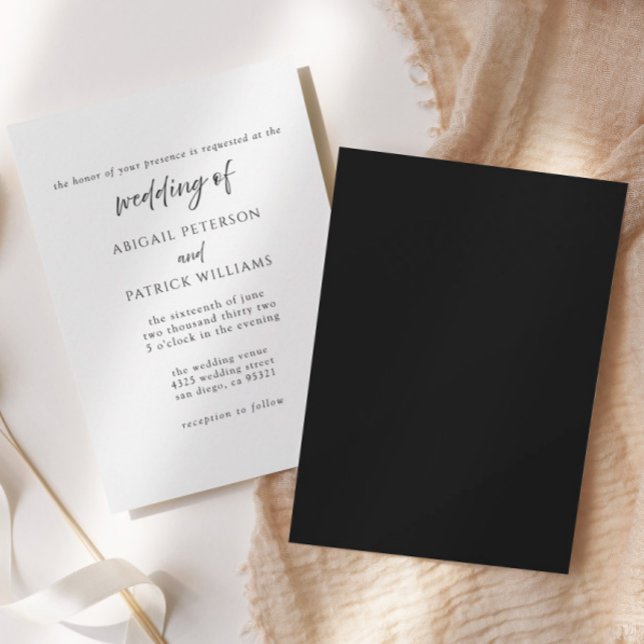 Invitación de boda elegante formal en negro y blan (Subido por el creador)