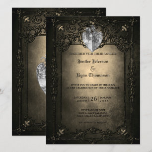 Invitación de boda elegante gótica de Halloween
