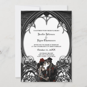 Invitación de boda elegante gótica de Halloween