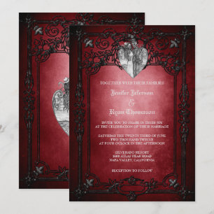 Invitación de boda elegante gótica de Halloween