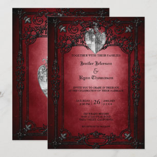 Invitación de boda elegante gótica de Halloween