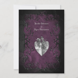 Invitación de boda elegante gótica de Halloween