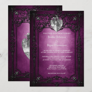 Invitación de boda elegante gótica de halloween