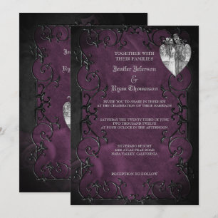 Invitación de boda elegante gótica de Halloween