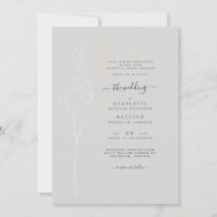 Invitación de boda elegante gris para ambos padres