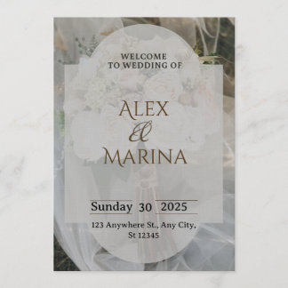 Invitación de boda elegante gris y marrón