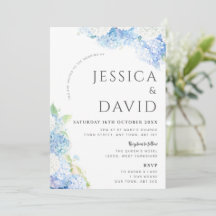 Invitación de boda elegante Hortensia Azul