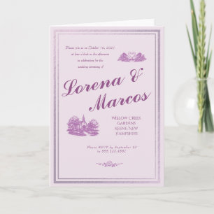 Invitación de boda elegante ilustrada con efecto d