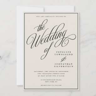 Invitación de Boda Elegante Letra Antigua Marfil