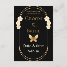 Invitación de boda elegante mariposa de oro